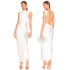 The Bar Pierre Gown Maxi Dress Rhinestone Formal Bridal Wedding Gala Elope Sz 4